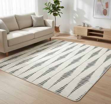 Vinyl tapijt geometrisch rabaul ikat grijs en beige - TenStickers