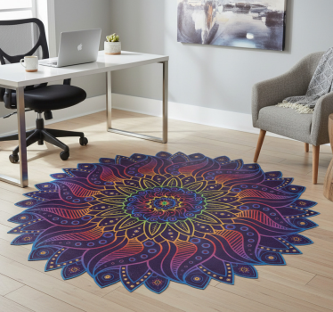 Vinyl tapijt geometrisch regenboog mandala - TenStickers