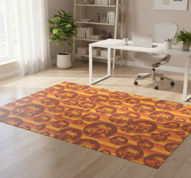 Vinyl tapijt geometrisch retro zonsopgang en palmen - TenStickers