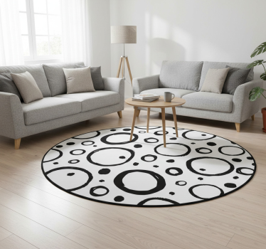 Vinyl tapijt geometrisch rond design zwart wit - TenStickers
