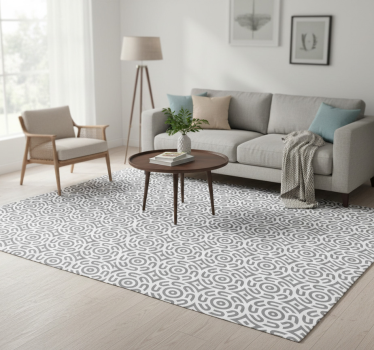Vinyl tapijt geometrisch wit patroon met cirkels - TenStickers