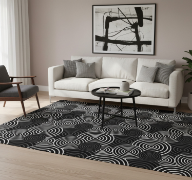 Vinyl tapijt geometrisch zwart cirkel met achtergrond - TenStickers