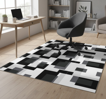 Vinyl tapijt geometrisch zwart-witte kleurblokken - TenStickers