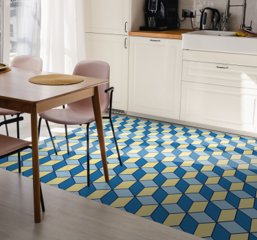 3D effect geometrisch vinyl vloerkleed keuken - TenStickers