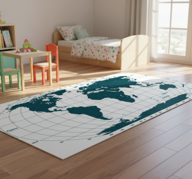 Vinyl tapijt wereldkaart blauwe meridianen - TenStickers