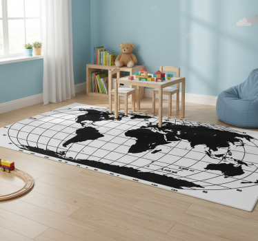Vinyl tapijt wereldkaart decoratieve monokleurige kaart - TenStickers