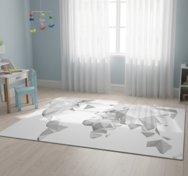 Vinyl tapijt wereldkaart grijs origami ontwerp - TenStickers