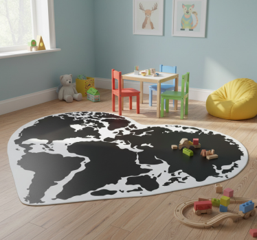 Vinyl tapijt wereldkaart hartvorm sticker - TenStickers