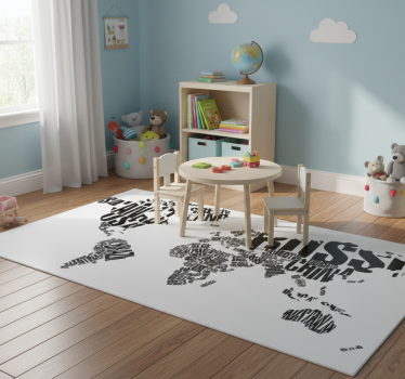 Vinyl tapijt wereldkaart met landen namen - TenStickers