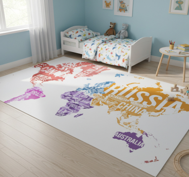 Vinyl tapijt wereldkaart met namen en grenzen - TenStickers