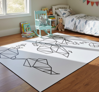 Vinyl tapijt wereldkaart origami wereldkaart - TenStickers
