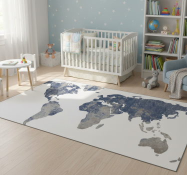 Vinyl tapijt wereldkaart wanddecoratie blauwe textuur - TenStickers