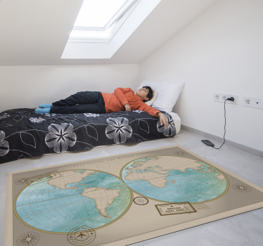 Vinyl tapijt wereldkaart wereldkaart decor - TenStickers