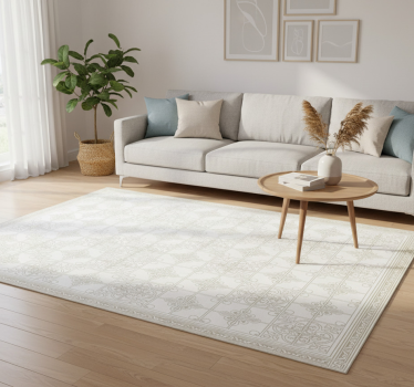 Vinyl tapijt woonkamer beige ornate vloermat - TenStickers