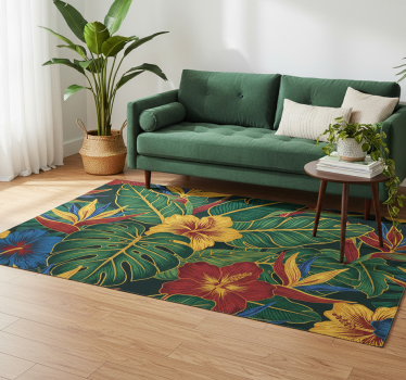 Vinyl tapijt woonkamer exotische plant - TenStickers