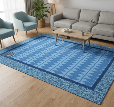 Vinyl tapijt woonkamer met blauw vogelpatroon - TenStickers