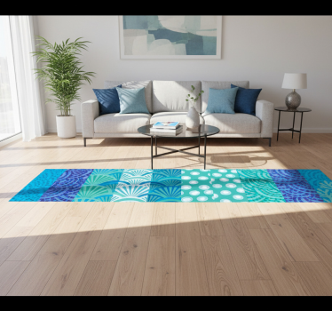 Vinyl tapijt woonkamer turquoise oceaan patroon - TenStickers