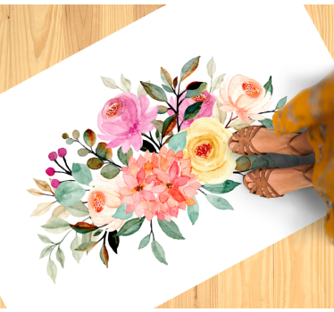 Vinyl tapijt Getekende bloemen met verf - TenStickers
