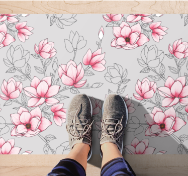 Vinyl tapijt Bloemen en planten Meerdere roze magnolia - TenStickers