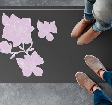 Vinyl tapijt Roze magnolia bloemen en bladeren - TenStickers