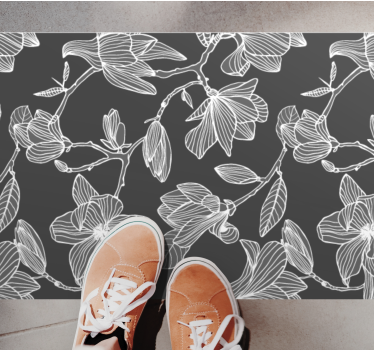 Vinyl tapijt Bloemen en planten Witte en grijze magnolia - TenStickers