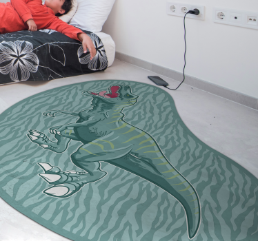 Vinyl vloerkleed dieren Streep tyrannosaurus rex dinosaurus - TenStickers