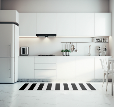 Vinyl vloerkleed met zwarte en witte strepen - TenStickers