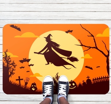 Vliegende heks halloween matten - TenStickers