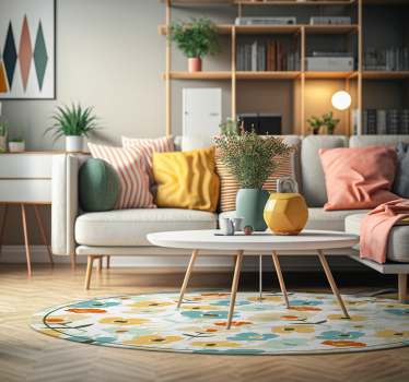 Waterverf bloemen Natuur vinyl tapijt - TenStickers
