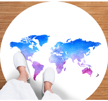 Rond Vinyl Tapijt met Wereldkaart in Aquarelstijl - TenStickers