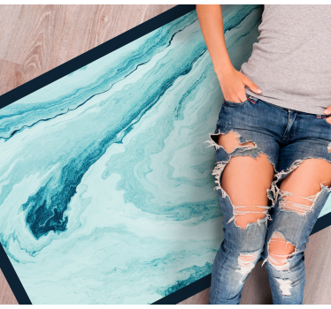 Wervelend aquapatroon vinyl tapijt woonkamer - TenStickers