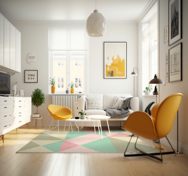 Zachte kleuren geometrisch vinyl tapijt - TenStickers