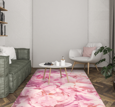 Zachtroze details vinyl tapijt woonkamer - TenStickers
