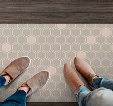 Hexagon beige motief vinyl tapijt geometrisch - TenStickers