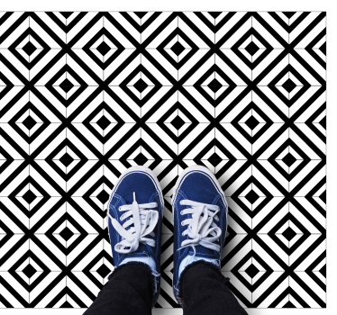 Zwarte en witte diamanten vinyl tapijt geometrisch - TenStickers