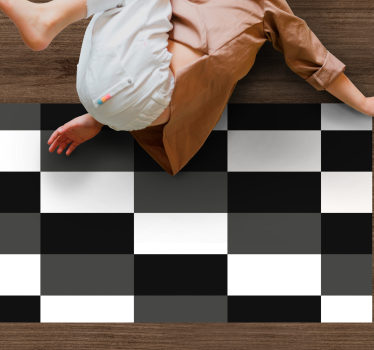 Zwart-witte ruit vinyl tapijt geometrisch - TenStickers
