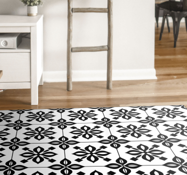 Zwart-wit mozaïek vinyl tapijt woonkamer - TenStickers