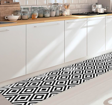 Zwart-wit vinyl tapijt geometrisch - TenStickers