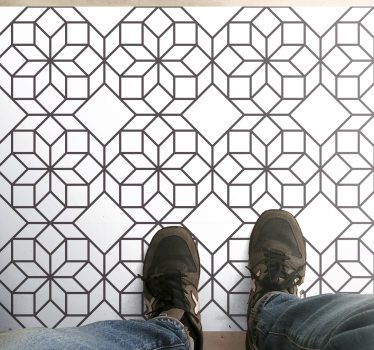 Zwart-witte achthoeken vinyl tapijt geometrisch - TenStickers
