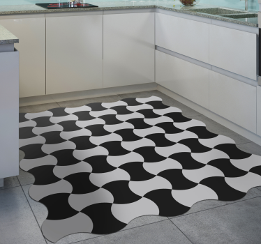 Zwart-witte rondingen vinyl tapijt geometrisch - TenStickers