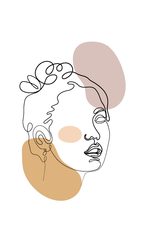 Abstract gezicht en cirkels vinyl tapijt wit - TenStickers