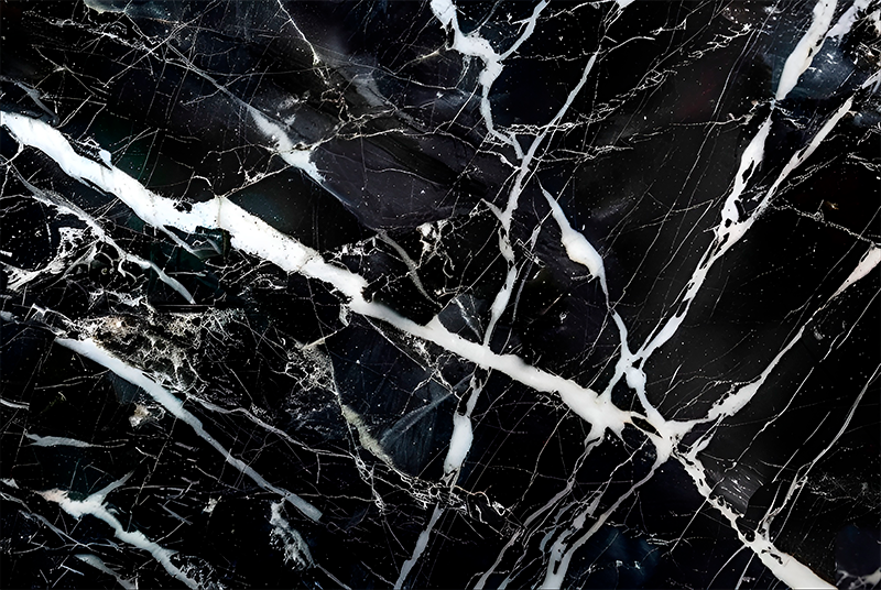Witte tinten marmer vinyl tapijt zwart - TenStickers