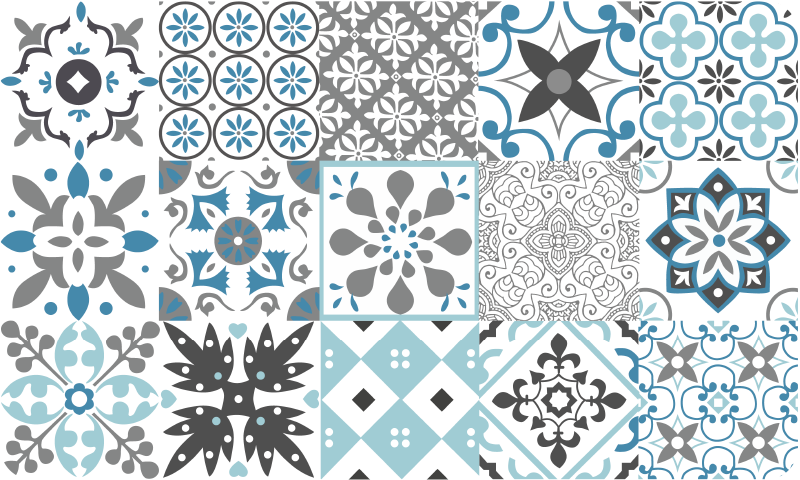 Blauwe mozaïek vinyl vloerkleed keuken - TenStickers