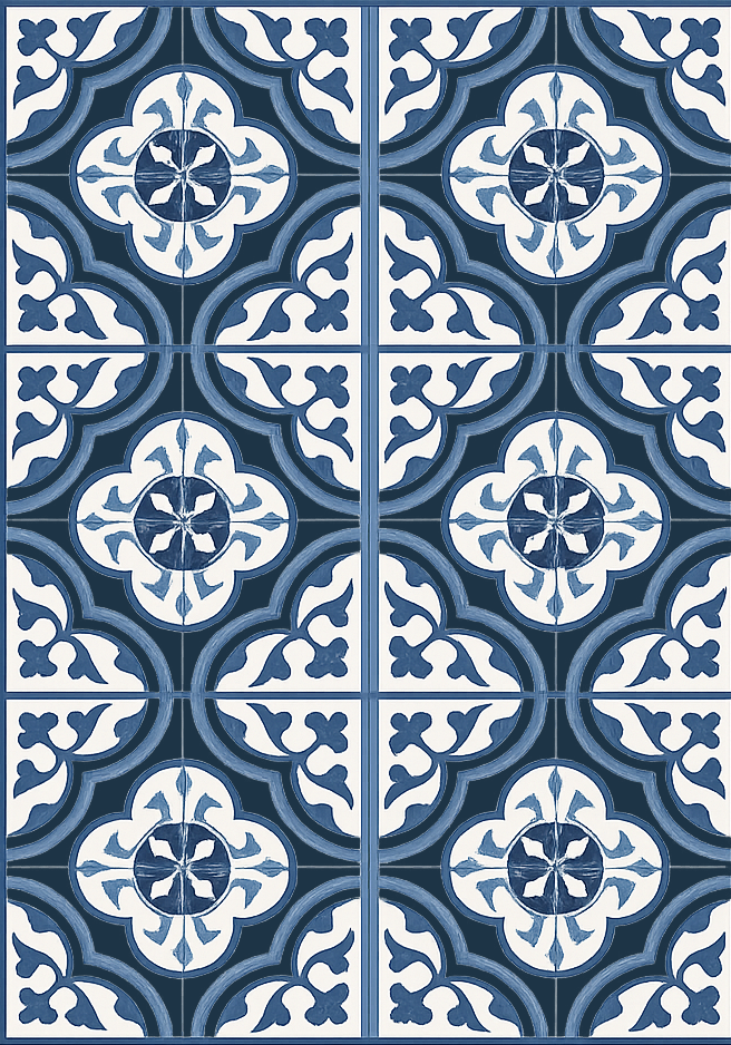 Blauwe majorica portugees vinyl tapijt woonkamer - TenStickers