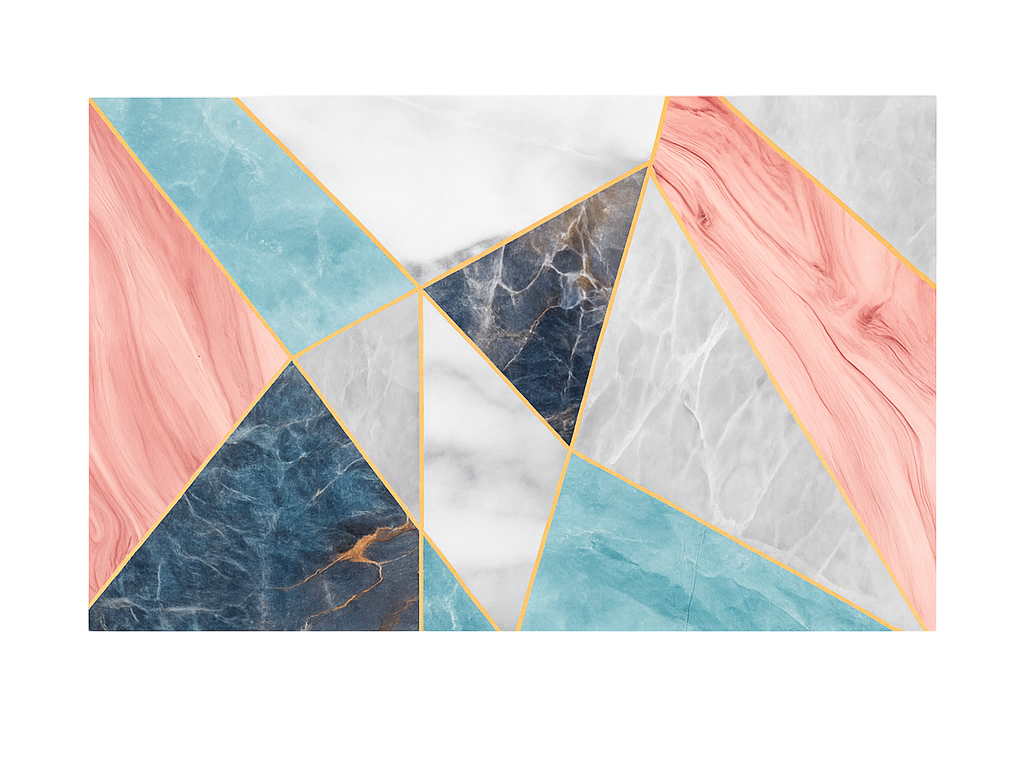 Kleurrijk geometrisch ontwerp marmeren vinyl tapijt - TenStickers