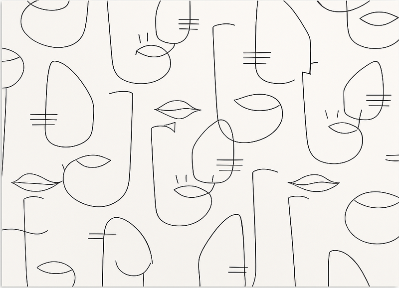 Vinyl vloerkleed keuken abstracte gezichten delen - TenStickers