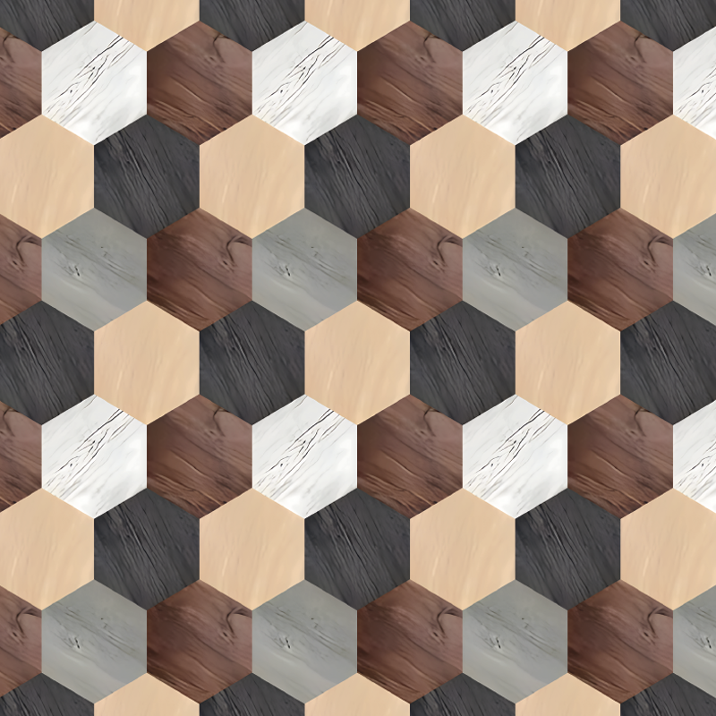Vinyl vloerkleed keuken gemengde houten hexagons - TenStickers