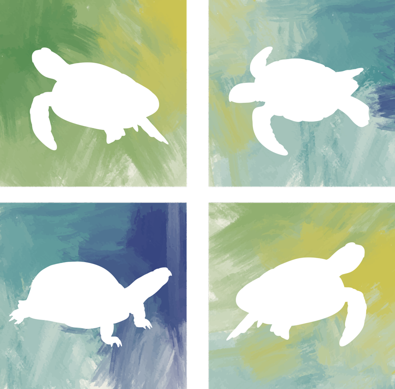 Dieren vinyl tapijt kleurrijke schildpad tegels - TenStickers