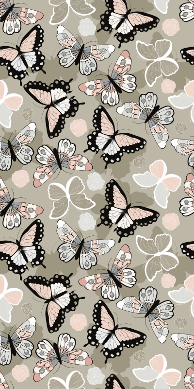 Dieren vinyl tapijt met beige vliegende vlinders - TenStickers