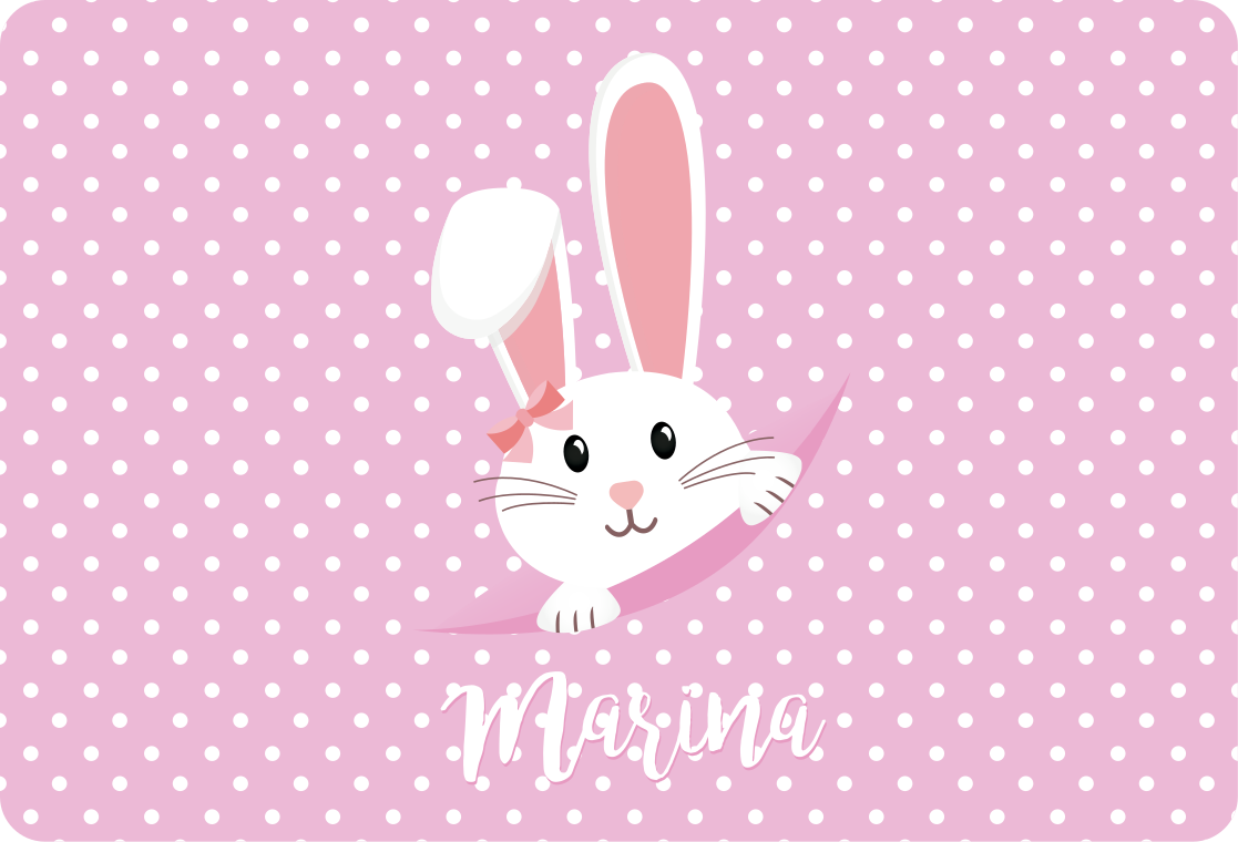 Dieren vinyl tapijt schattig konijn voor meisje met naam - TenStickers